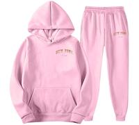 Generisch Survêtement pour homme avec imprimé New York - Ensemble 2 pièces avec sweat à capuche et pantalon de jogging - Survêtement sportif pour un look coordonné, Style_s11 rose, XXL