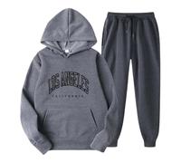 Generisch Survêtement pour homme et femme - En coton - Baggy - Y2K - Los Angeles - 2 pièces - Sweat à capuche - Pantalon de jogging respirant - Survêtement de sport d'hiver