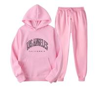 Generisch Survêtement pour homme et femme - En coton - Baggy - Y2K - Los Angeles - 2 pièces - Sweat à capuche - Pantalon de jogging respirant - Survêtement de sport d'hiver