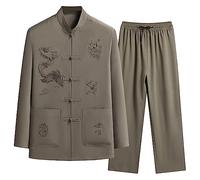 Generisch Survêtement pour homme - Survêtement de sport - Tenue de loisirs - Ensemble pull avec lettres imprimées - Col rond - T-shirt à manches longues - Cordon de serrage - Short - Deux pièces, vert