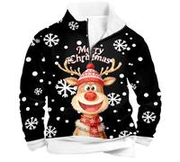 Generisch Sweat à capuche 2026 avec fermeture éclair quart de longueur, col haut, doublure thermique, pull en polaire chaud pour l'hiver, idéal pour les loisirs, les sports de plein air, Noir , M