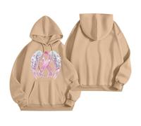 Generisch Sweat à capuche à manches chauve-souris pour femme avec ruban rose - Sweat à capuche large avec nœud pour le cancer du sein - Haut décontracté pour soutenir les combattantes, Style Z08 Kaki