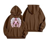Generisch Sweat à capuche à manches chauve-souris pour femme avec ruban rose - Sweat à capuche large avec nœud pour le cancer du sein - Haut décontracté pour soutenir les combattantes, Style Z04