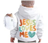 Generisch Sweat à capuche à manches longues avec imprimé alphabet pour un mélange de coton doux, idéal pour un usage quotidien, veste chaude pour, Blanc., 3-4 ans