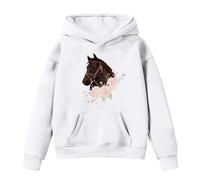 Generisch Sweat à capuche à manches longues avec imprimé cheval pour fille, sweat à capuche confortable et respirant avec joli motif animal, idéal pour l'école, les loisirs, doublure en polaire douce