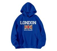 Generisch Sweat à capuche à manches longues avec lettres de Londres pour femme Gilet en laine pour femme, Bu2, L