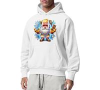 Generisch Sweat à capuche à manches longues imprimé nain de Noël 2024 pour homme avec poche pratique pour des activités de loisirs élégantes, Blanc., 5XL