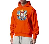 Generisch Sweat à capuche à manches longues imprimé nain de Noël 2024 pour homme avec poche pratique pour des activités de loisirs élégantes, Orange, 4XL