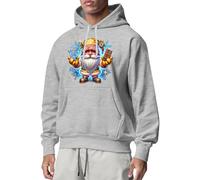 Generisch Sweat à capuche à manches longues imprimé nain de Noël 2024 pour homme avec poche pratique pour des activités de loisirs élégantes, gris, XL