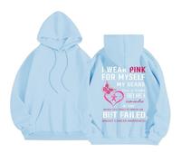 Generisch Sweat à capuche à manches longues pour femme avec motif de sensibilisation au cancer du sein - Motif lettres imprimées - Idéal pour un confort et un maintien au quotidien, bleu ciel, M