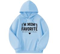 Generisch Sweat à capuche à manches longues pour femme « I'm Mom's Favorite » avec inscription « She Told Me Not to Tell You », 008, XXL