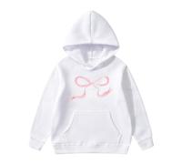 Generisch Sweat à capuche à manches longues pour fille avec nœud papillon imprimé, Blanc., 13-14
