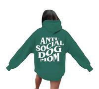 Generisch Sweat à capuche amusant Social Dog Mom pour les amoureux des chiens, parfait pour les propriétaires de chiens, Vert foncé., L