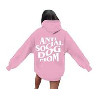 Generisch Sweat à capuche amusant Social Dog Mom pour les amoureux des chiens, parfait pour les propriétaires de chiens, Rose, XXL