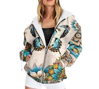 Generisch Sweat à capuche avec fermeture éclair - Coupe décontractée - Veste polaire imprimée pour femme - Idéale au quotidien - Veste de transition tendance pour les jours froids, bleu ciel, 3XL