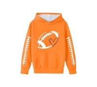 Generisch - Sweat à capuche avec imprimé graphique - Pull en polaire douce pour fille - Vêtements décontractés pour l'école et l'extérieur, Orange, 11-12 ans