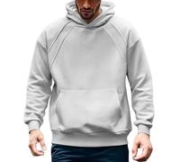 generisch Sweat à capuche basique pour homme - Couleur unie - En coton - Coupe droite - Manches longues - Confortable, Light Ashy, XXL