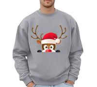 Generisch Sweat à capuche de Noël avec imprimé graphique pour homme | Sweat-shirt festif sans capuche T S, gris, XXL