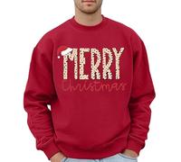 Generisch Sweat à capuche de Noël avec imprimé graphique pour homme | Sweat-shirt festif sans capuche robe noire col en V, rouge, M
