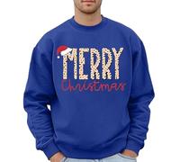 Generisch Sweat à capuche de Noël avec imprimé graphique pour homme | Sweat-shirt festif sans capuche robe noire col en V, bleu, XL