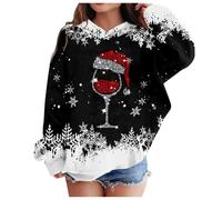 Generisch Sweat à capuche de Noël pour fille - Motif renne - Pour petits et moyens enfants - Sweat à capuche coloré à manches longues - Finition de qualité, Noir , 10-11 ans