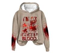 Generisch Sweat à capuche de snowboard pour femme avec inscription « I'm Ok It's Not My Blood » pour femme - Humour sarcastique d'Halloween - Pull à capuche - T-shirt imprimé doux - Mini robes pour
