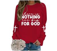 Generisch Sweat à capuche décontracté avec col rond et imprimé lettres de Dieu, rouge, S