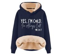 Generisch Sweat à capuche décontracté avec coupe ample, épaules superposées et cordon de serrage pour un look tendance et confortable - Le top athleisure parfait., bleu foncé, S