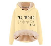 Generisch Sweat à capuche décontracté avec coupe ample, épaules superposées et cordon de serrage pour un look tendance et confortable - Le top athleisure parfait., jaune, S