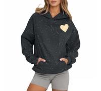 Generisch Sweat à capuche décontracté avec imprimé lettres et ciel étoilé pour homme et femme, veste de maison douillette, gris, L