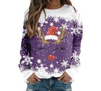 Generisch Sweat à capuche décontracté avec triple imprimé, col rond et manches longues, lilas, L