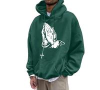 Generisch Sweat à capuche décontracté et confortable pour homme avec imprimé geste européen Sweatshirt pour hommes, Vert foncé., S