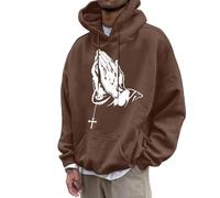 Generisch Sweat à capuche décontracté et confortable pour homme avec imprimé geste européen Sweatshirt pour hommes, marron, S