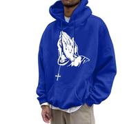 Generisch Sweat à capuche décontracté et confortable pour homme avec imprimé geste européen Sweatshirt pour hommes, bleu, S