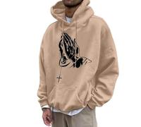 Generisch Sweat à capuche décontracté et confortable pour homme avec imprimé geste européen Sweatshirt pour hommes, kaki, S