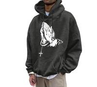 Generisch Sweat à capuche décontracté et confortable pour homme avec imprimé geste européen Sweatshirt pour hommes, gris foncé, S