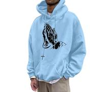 Generisch Sweat à capuche décontracté et confortable pour homme avec imprimé geste européen Sweatshirt pour hommes, bleu clair, S