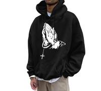 Generisch Sweat à capuche décontracté et confortable pour homme avec imprimé geste européen Sweatshirt pour hommes, Noir , S