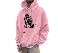 Generisch Sweat à capuche décontracté et confortable pour homme avec imprimé geste européen Sweatshirt pour hommes, Rose, S