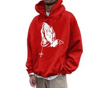 Generisch Sweat à capuche décontracté et confortable pour homme avec imprimé geste européen Sweatshirt pour hommes, rouge, S
