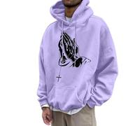 Generisch Sweat à capuche décontracté et confortable pour homme avec imprimé geste européen Sweatshirt pour hommes, lilas, S