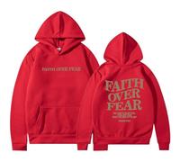 Generisch Sweat à capuche décontracté et confortable réversible à manches longues avec lettre imprimée pour femme, rouge, XL