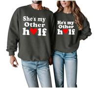 Generisch Sweat à capuche décontracté pour couples avec imprimé Saint-Valentin pour l'hiver (pour femme), gris foncé, XXL