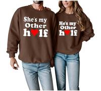 Generisch Sweat à capuche décontracté pour couples avec imprimé Saint-Valentin pour l'hiver (pour femme), marron, M