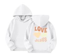 Generisch Sweat à capuche décontracté pour enfants et filles - Imprimé « Loves Like Jésus » - Sweat à capuche douillet à manches longues - Pull décontracté pour enfants - Avec poche, #44, 9-10 ans