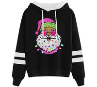 Generisch Sweat à capuche décontracté pour femme avec design festif de Noël avec cordon de serrage pratique pour des tenues de loisirs tendance, Noir , M