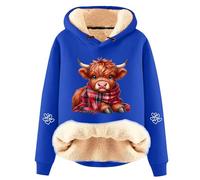 Generisch Sweat à capuche décontracté pour femme avec motif de vache charmant pour un confort de loisirs élégant en hiver, bleu, 3XL