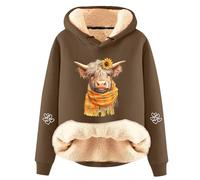 Generisch Sweat à capuche décontracté pour femme avec motif de vache charmant pour un confort de loisirs élégant et une chaleur agréable pendant les froides journées d'automne et les soirées d'hiver