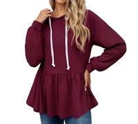 Generisch Sweat à capuche décontracté pour femme avec ourlet basque, sweat à capuche uni pour le printemps, sweats confortables au quotidien, Rose, M