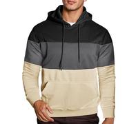 Generisch Sweat à capuche décontracté pour streetwear avec un design de couleur moderne comme sweat à capuche léger et confortable à manches longues, Noir , XXL